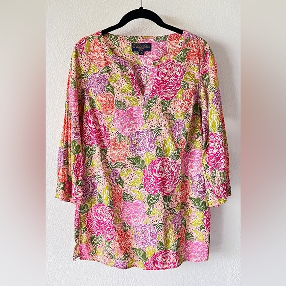 Brooks Brothers Liberty Arts Print and Green Floral Print Tunic Size Medium - Picture 1 of 12